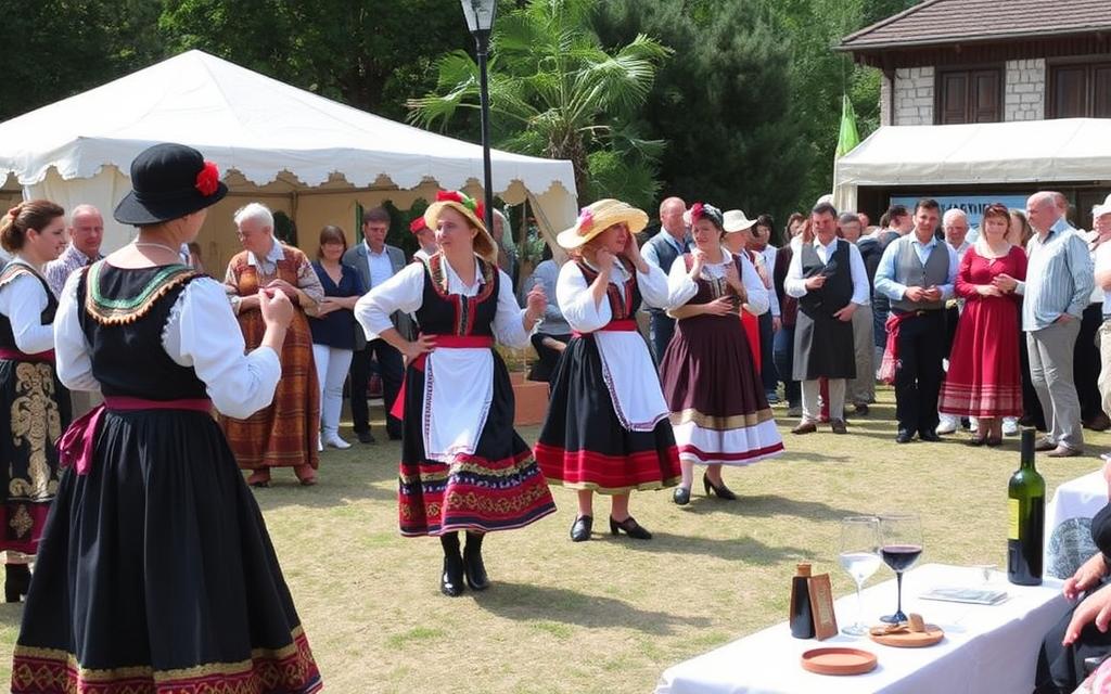 Ein Bild vom "Afamia" Weinfest in Koiláni, das traditionelle Volkstänze und Weinproben zeigt