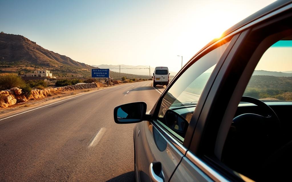 Ein Bild von einem Mietwagen an der Grenze zwischen Süd- und Nordzypern