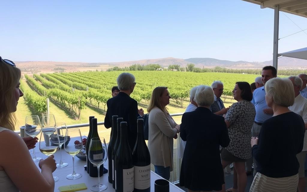 Ein Bild von einer Weinverkostung in einem zypriotischen Weingut
