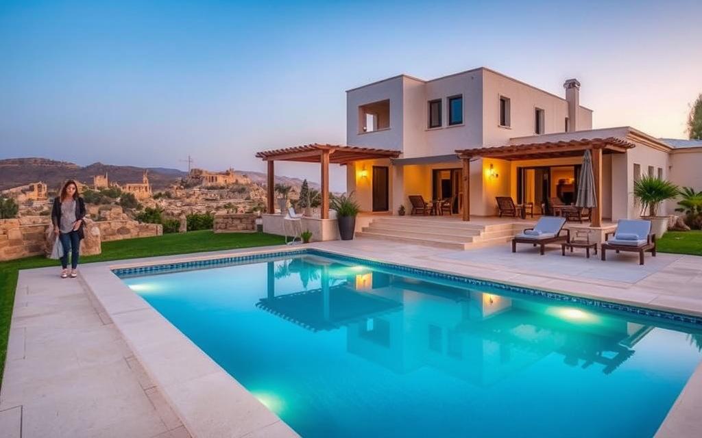 Eine luxuriöse Villa in Paphos, Zypern, mit privatem Pool und antiken Stätten in der Nähe