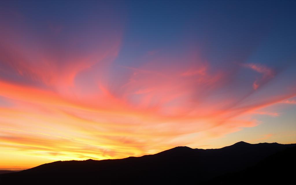 Generieren Sie ein Bild vom Troodos-Gebirge bei Sonnenuntergang