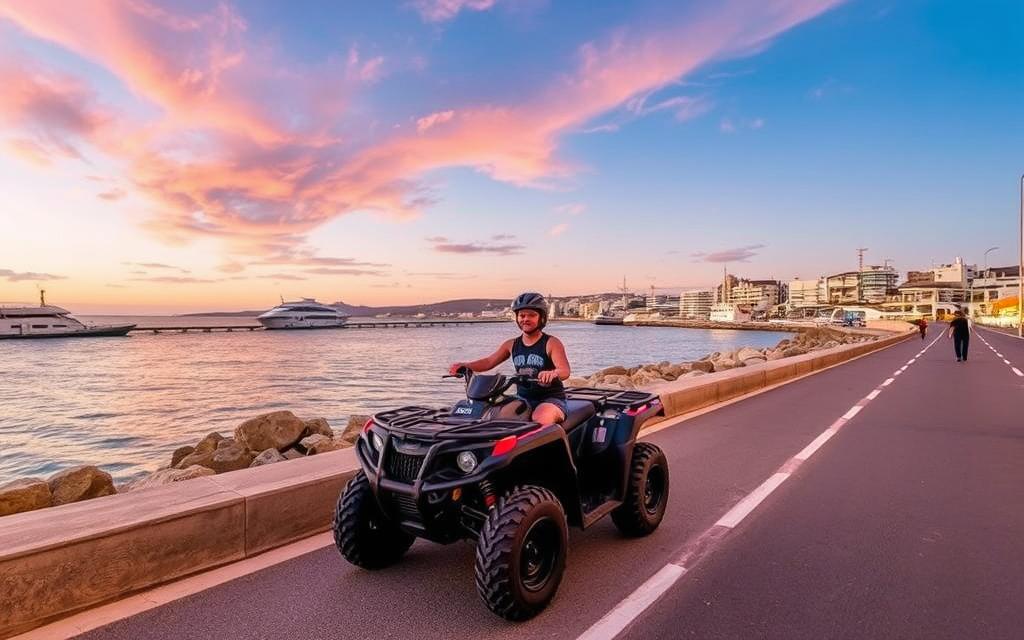 Generieren Sie ein Bild von einer Quad-Tour entlang der Küste von Larnaca