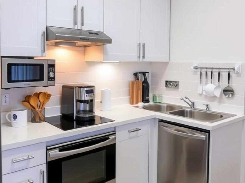 Voll ausgestattete AVORA HOMES Küche mit modernen Geräten