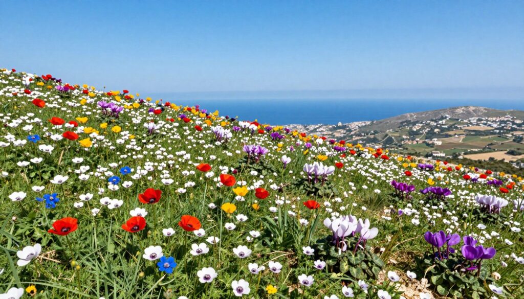 Blühende Wildblumen auf der Akamas Zypern Halbinsel im Frühling