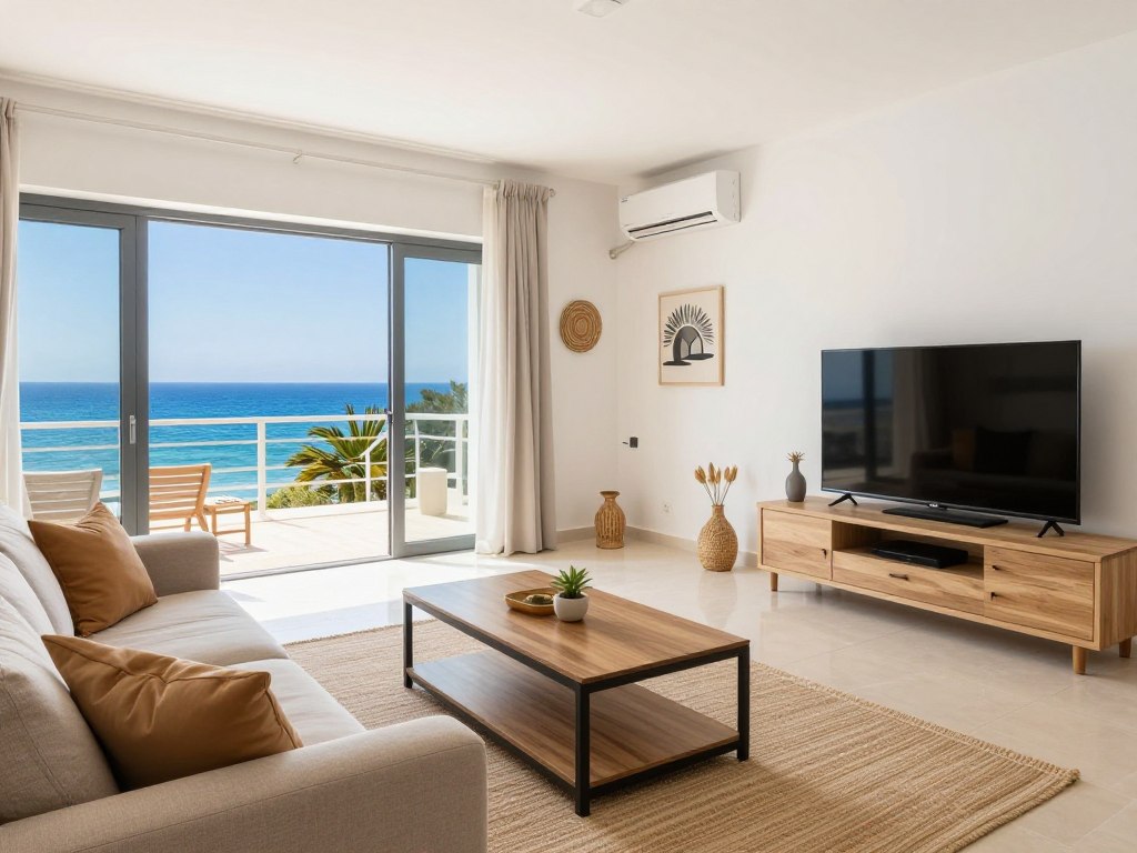 Komfortables Wohnzimmer einer Ferienimmobilie auf Zypern