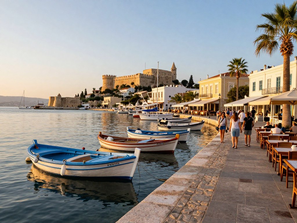 Malerischer Hafen von Paphos mit Restaurants und Booten