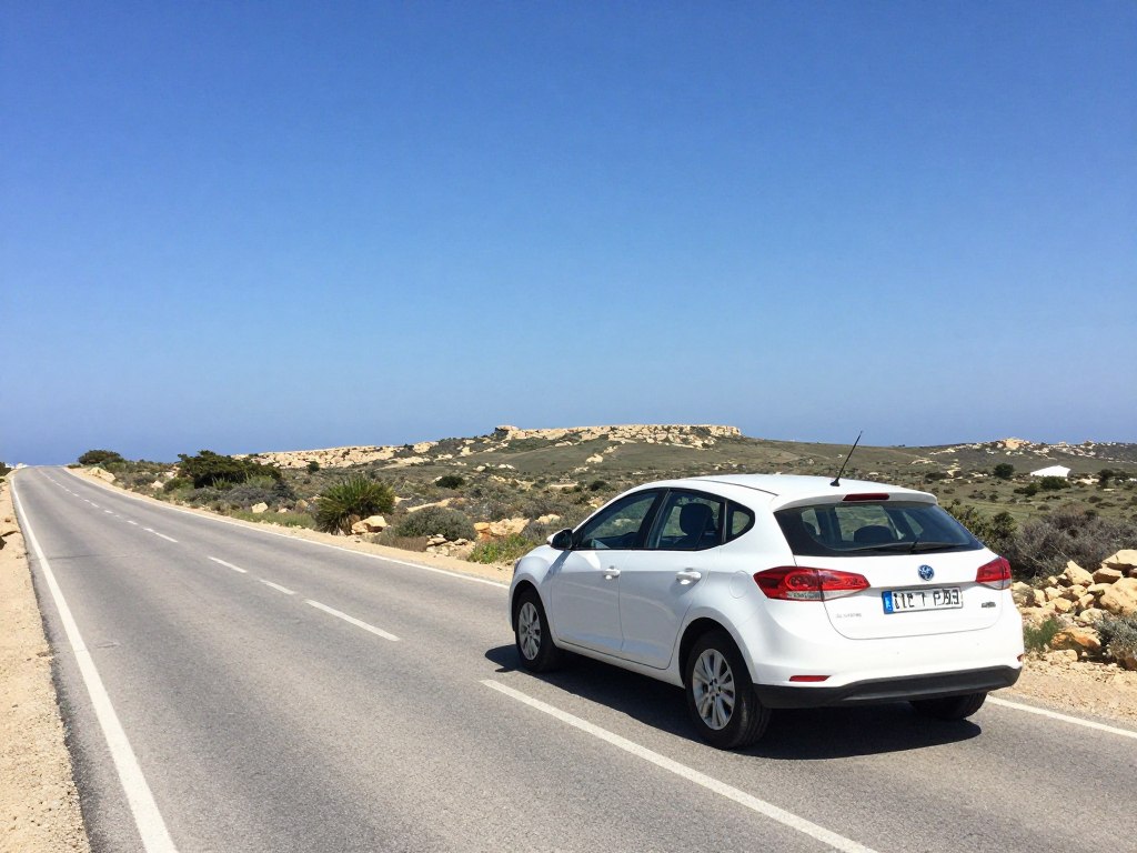 Mietwagen auf einer abgelegenen Straße an der Akamas-Halbinsel