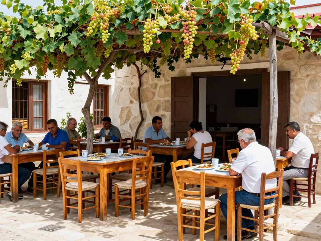 Traditionelle Taverne in einem Dorf nahe der Akamas Zypern Halbinsel mit lokalen Gerichten
