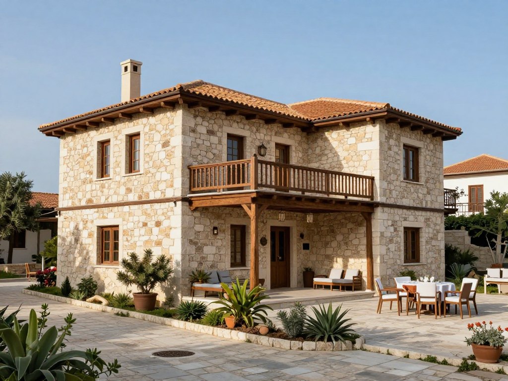 Traditionelles renoviertes Steinhaus in einem Dorf nahe der Akamas Zypern Halbinsel